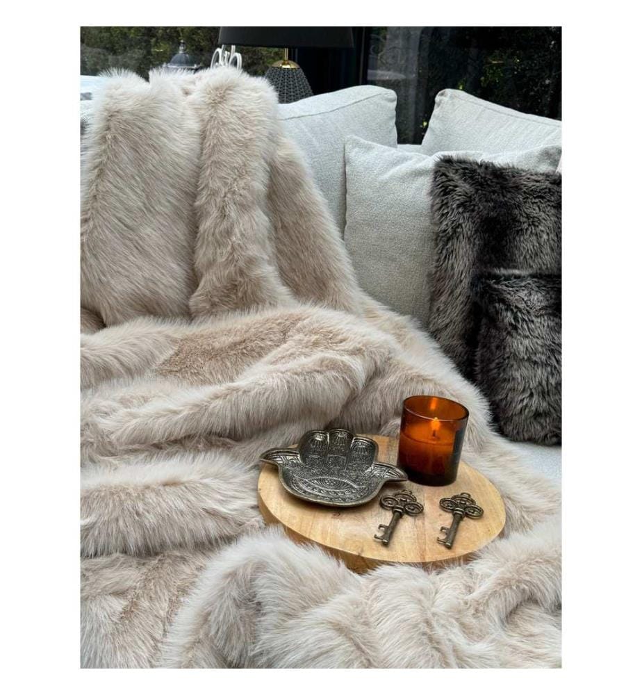 Châle de canapé, Beige, 100% POLYESTER