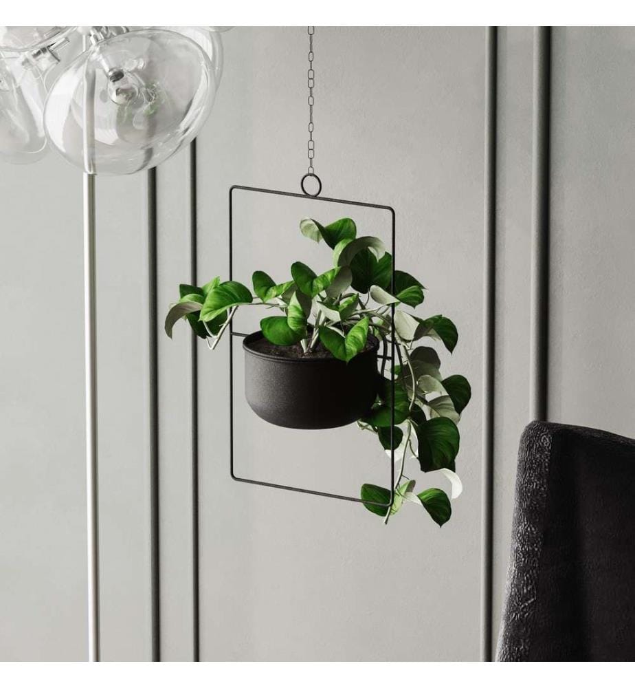 Pot décoratif, noir, 100% métal
