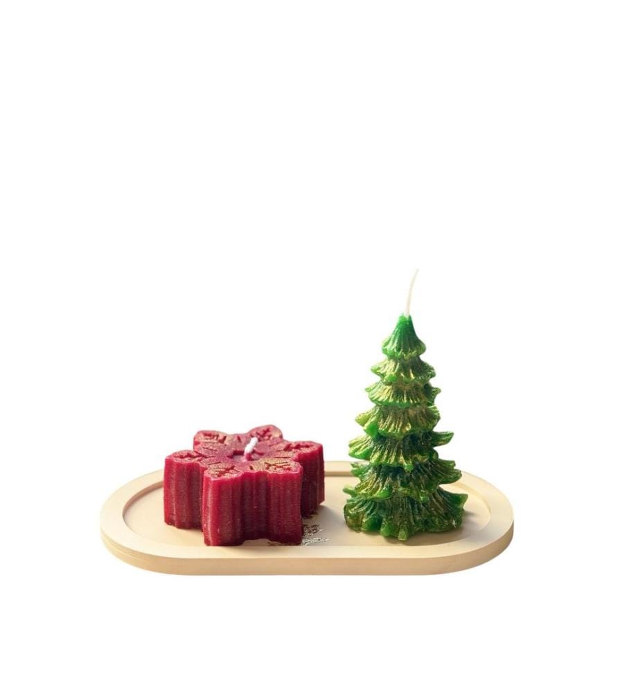Set de bougies, 3 pièces, rouge, vert, 100% CONCRETE