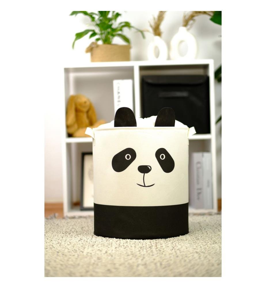 Felt Basket, Black, White, 100% POPLIN
