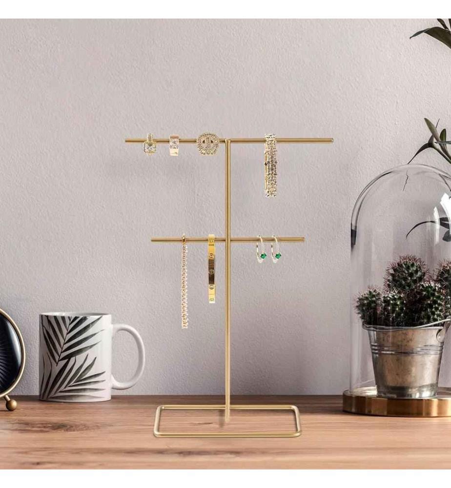 Organisateur de support pour bijoux, doré, en métal