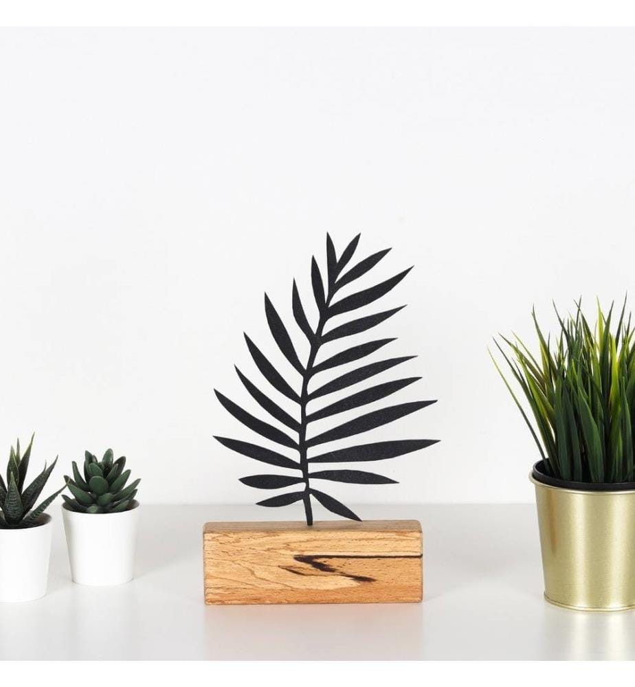 Objet décoratif - Noir / Base en bois