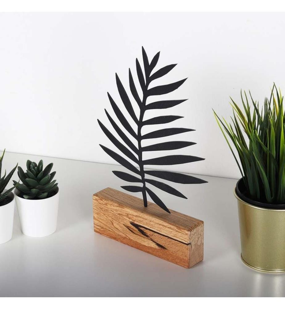 Objet décoratif - Noir / Base en bois