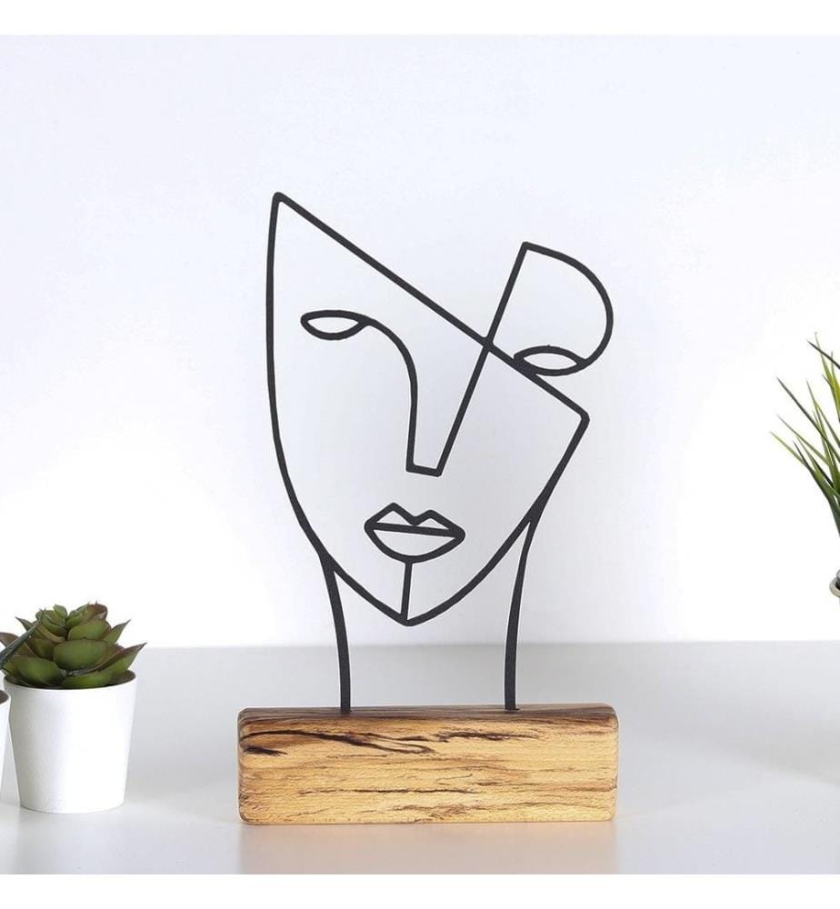 Objet décoratif - Noir / Base en bois