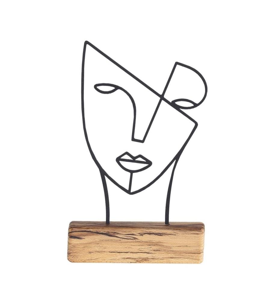 Objet décoratif - Noir / Base en bois