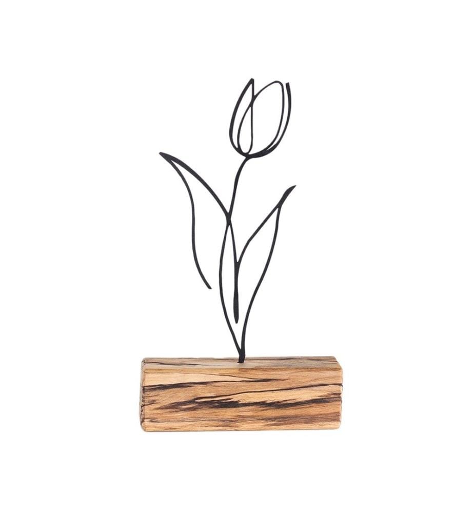 Objet décoratif - Noir / Base en bois