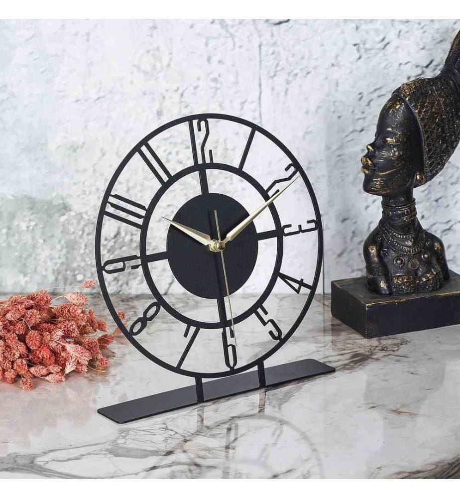 Decorative Clock, Black, 100% Metal
