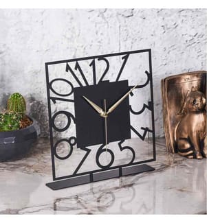 Decorative Clock, Black, 100% Metal