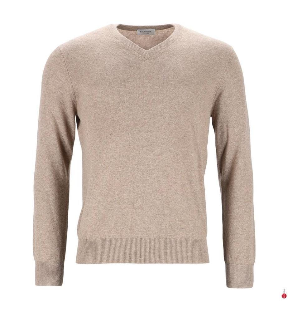 Pull Col V pour Homme en Cachemire - Beige
