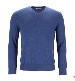 Pull Col V pour Homme en Cachemire - Bleu