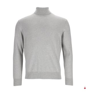 Pull Col Roulé - 95% Coton & 5% Cachemire - Gris Clair
