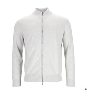 Cardigan à fermeture Zippée - 95% Coton & 5% Cachemire -  Gris Clair