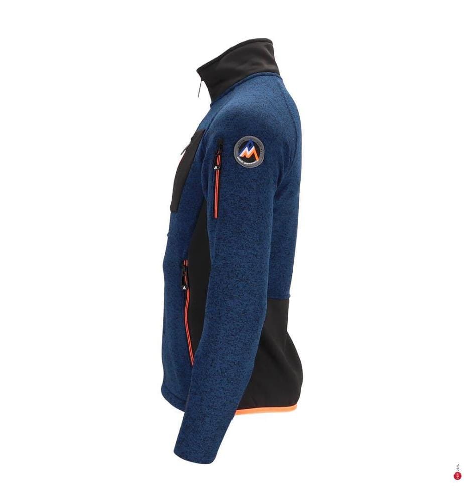 Fleecejacke aus zwei Materialien - Nachtblau