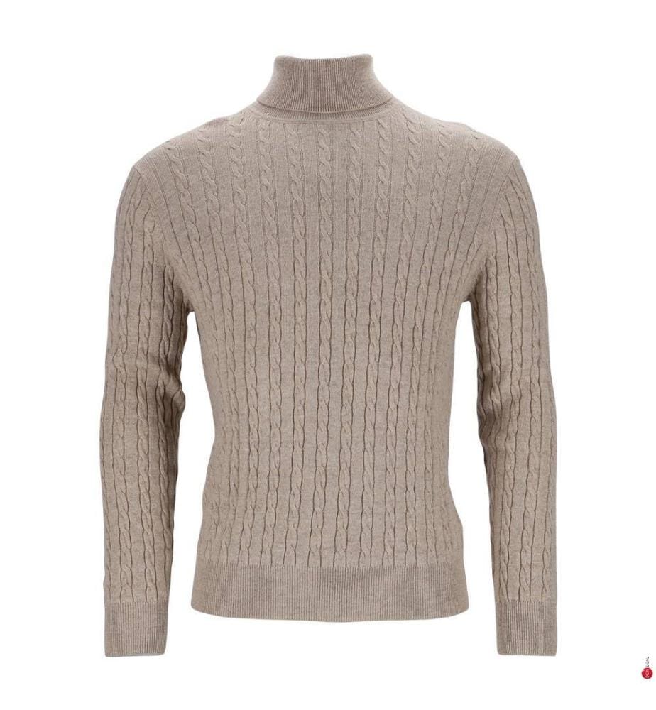 Rollkragenpullover - 50% Kaschmir & 50% Wolle - Beige