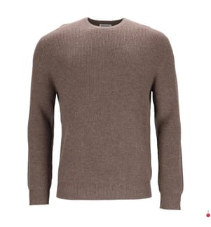 Pullover ultrasoft in lana-cachemire con scollo rotondo e motivo a coste inglesi - Marrone