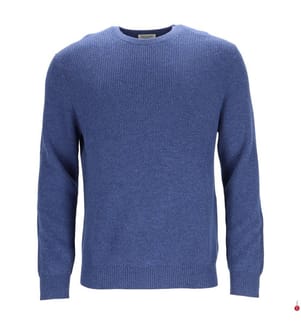 Pullover a girocollo a coste inglesi in lana di cachemire ultrasoft - Blu