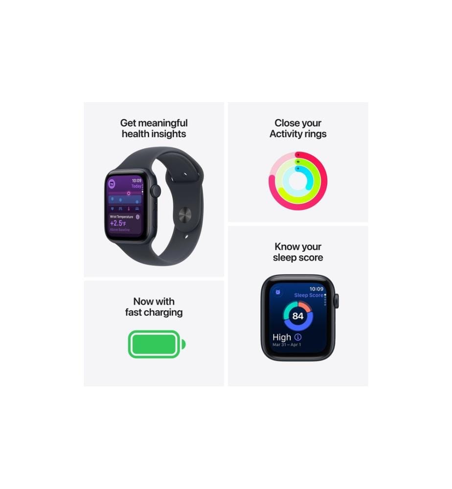 APPLE - Watch SE 3 44 mm LTE Sport Band Midnight M/L