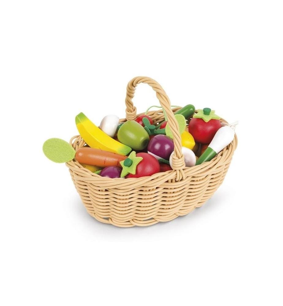 JANOD - Aliments jouets Panier de fruits et légumes 24 pièces