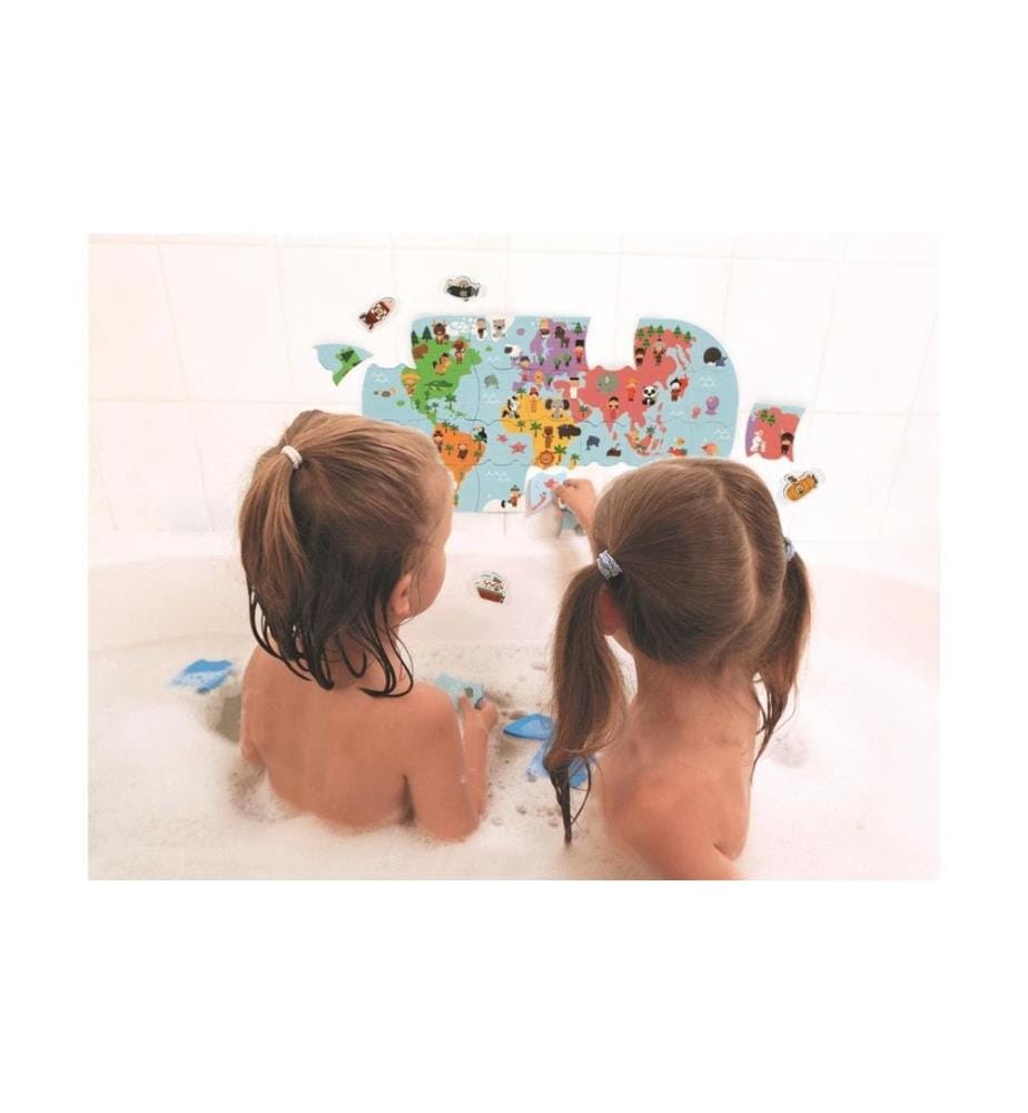 JANOD - Jouet pour le bain Puzzle de la carte du monde 28 pièces