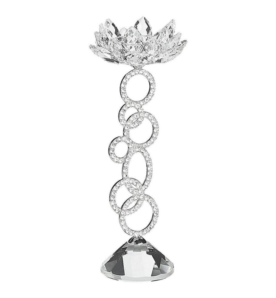 Kerzenständer OVIEDO Glas 27 cm Silber