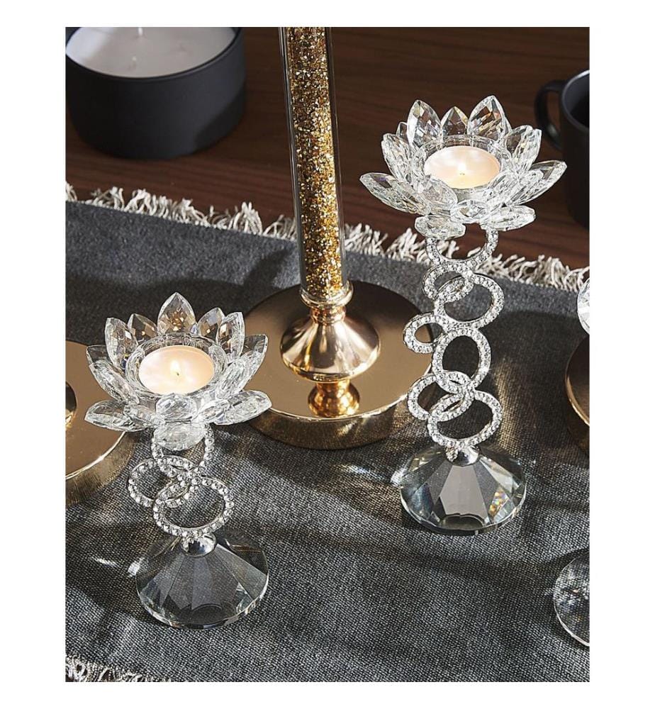 Kerzenständer OVIEDO Glas 27 cm Silber
