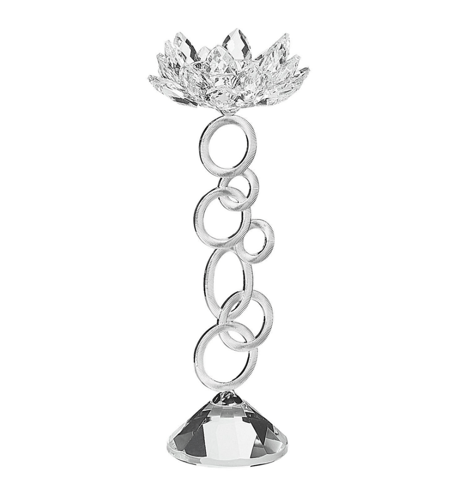 Kerzenständer OVIEDO Glas 27 cm Silber