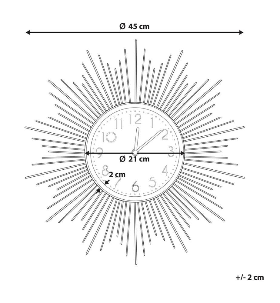 Horloge murale SOLURA 45 cm Métal Doré