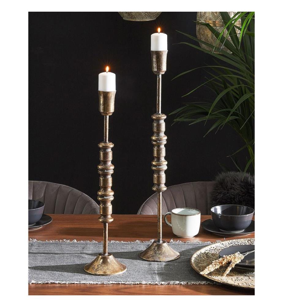 Kerzenständer 2er Set SALAMINA Metall 63/49 cm Gold