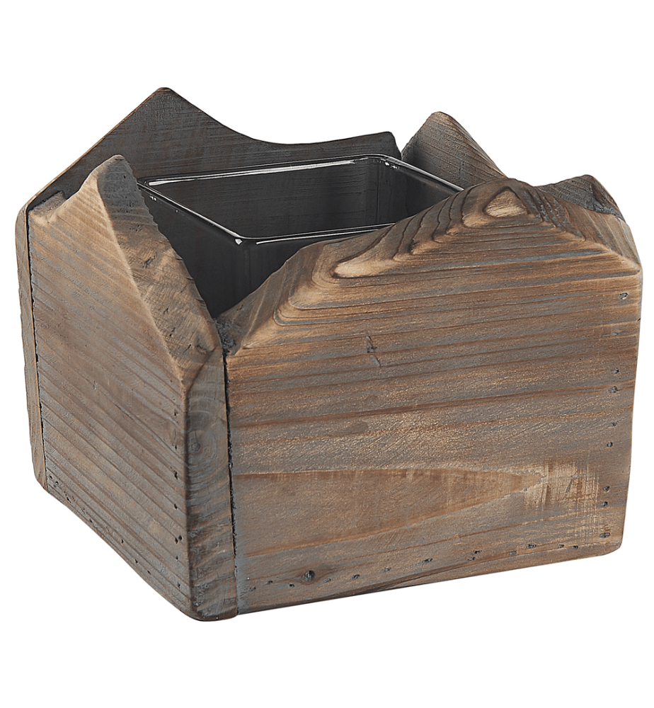 Kerzenständer 2er Set PLATEROS Tannenholz 15/12 cm Dunkelbraun