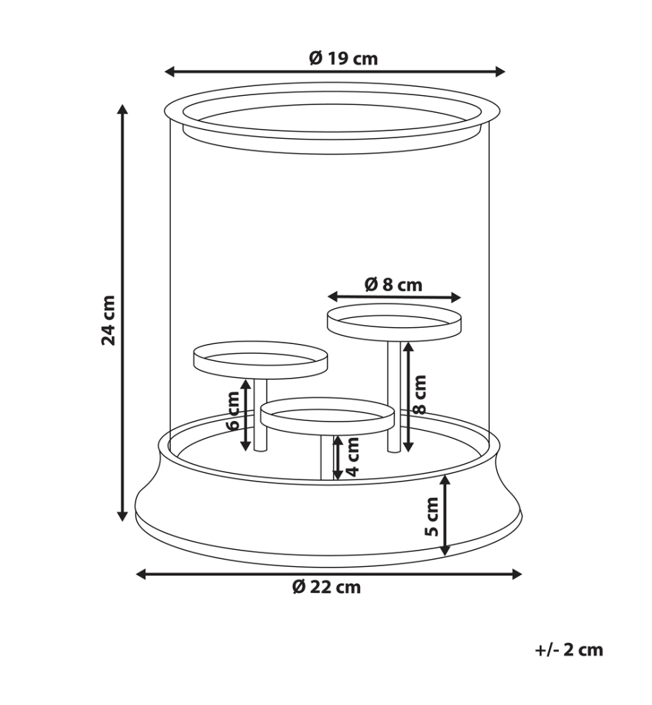 Bougeoir CILEGON Verre 24 cm Doré