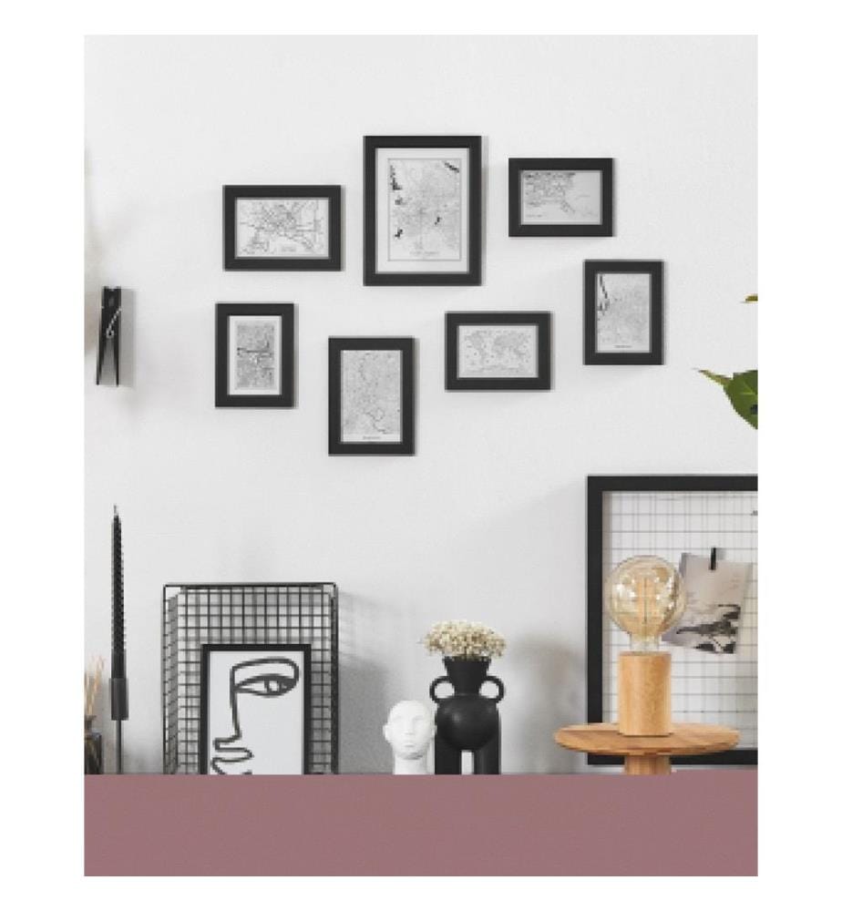 Bilderrahmen 7er Set DENKORO Stadtmotiv Schwarz