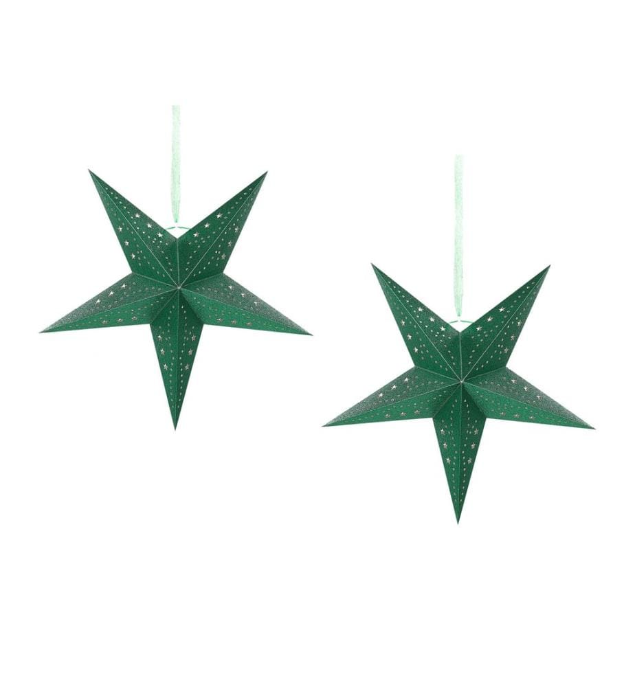 Lot de 2 décorations suspendues LED MOTTI Étoile 45 cm Vert émeraude