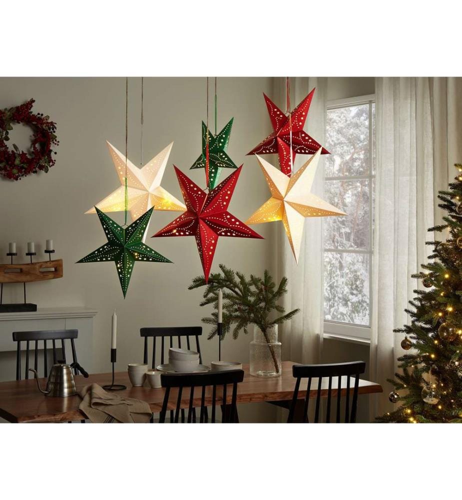 Lot de 2 décorations suspendues LED MOTTI Étoile 45 cm Vert émeraude