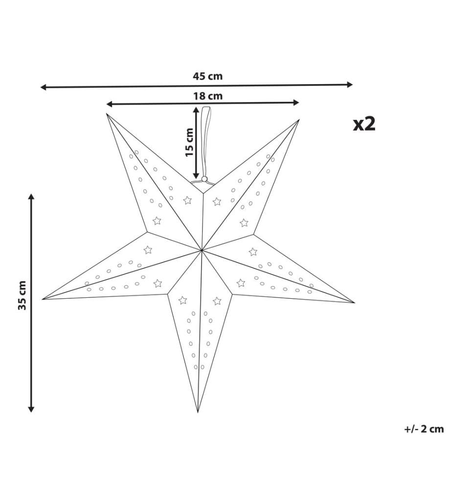 Lot de 2 décorations suspendues LED MOTTI Étoile 45 cm Vert émeraude