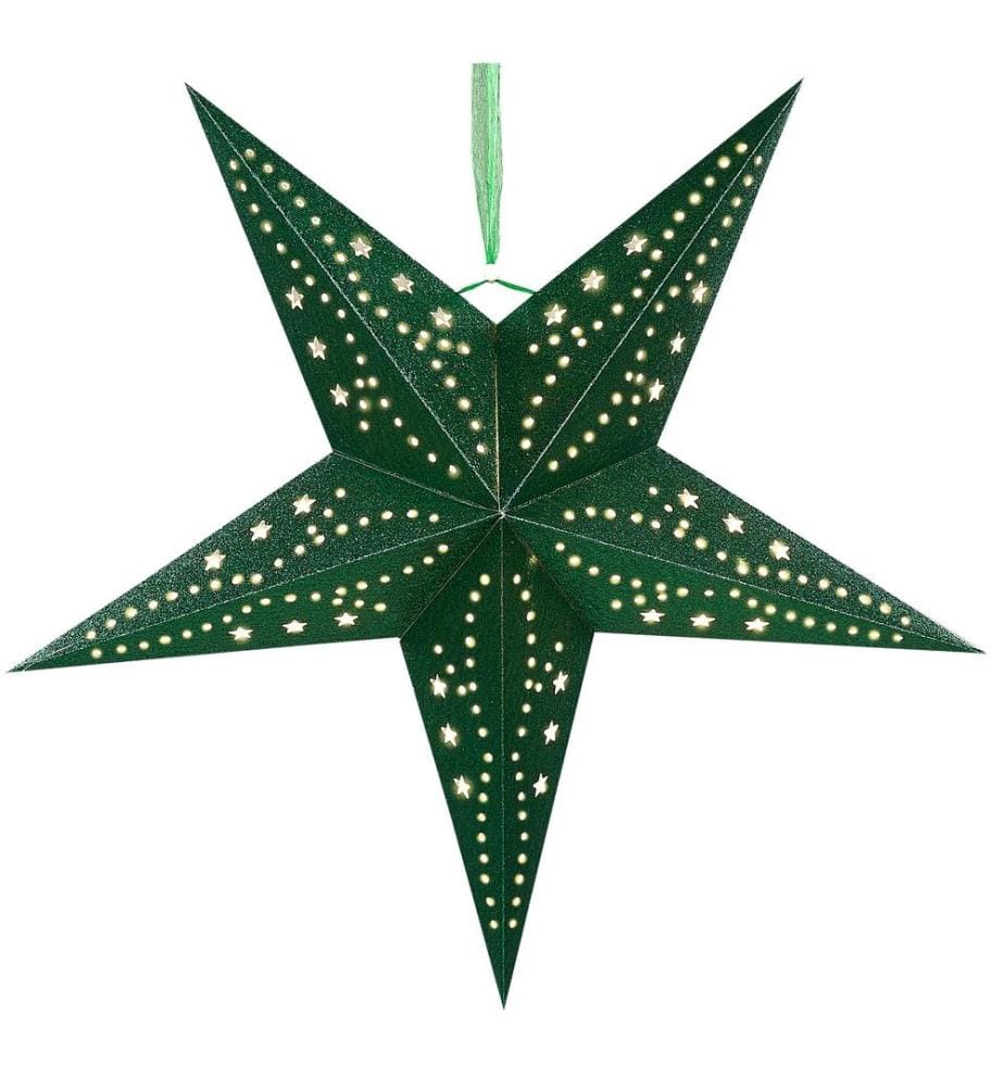 Lot de 2 décorations suspendues LED MOTTI Étoile 45 cm Vert émeraude