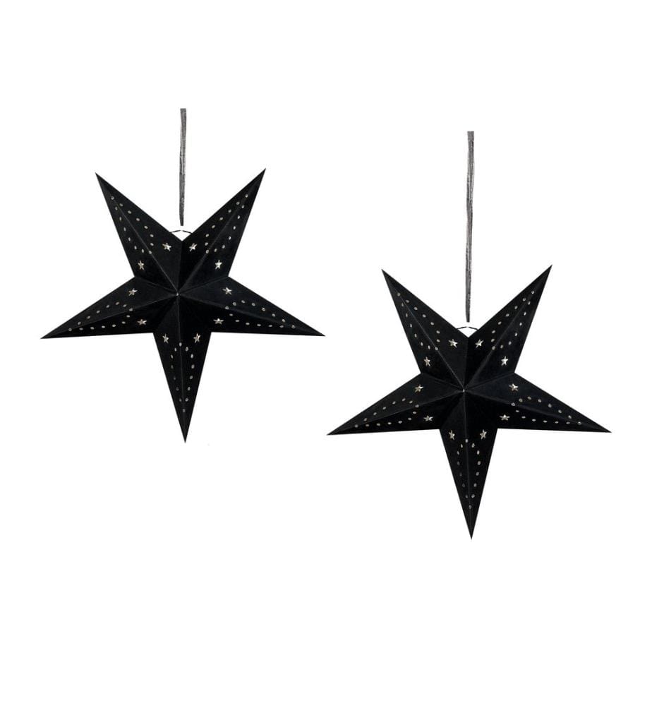 Set di 2 decorazioni da appendere LED MOTTI Stella 45 cm Nero
