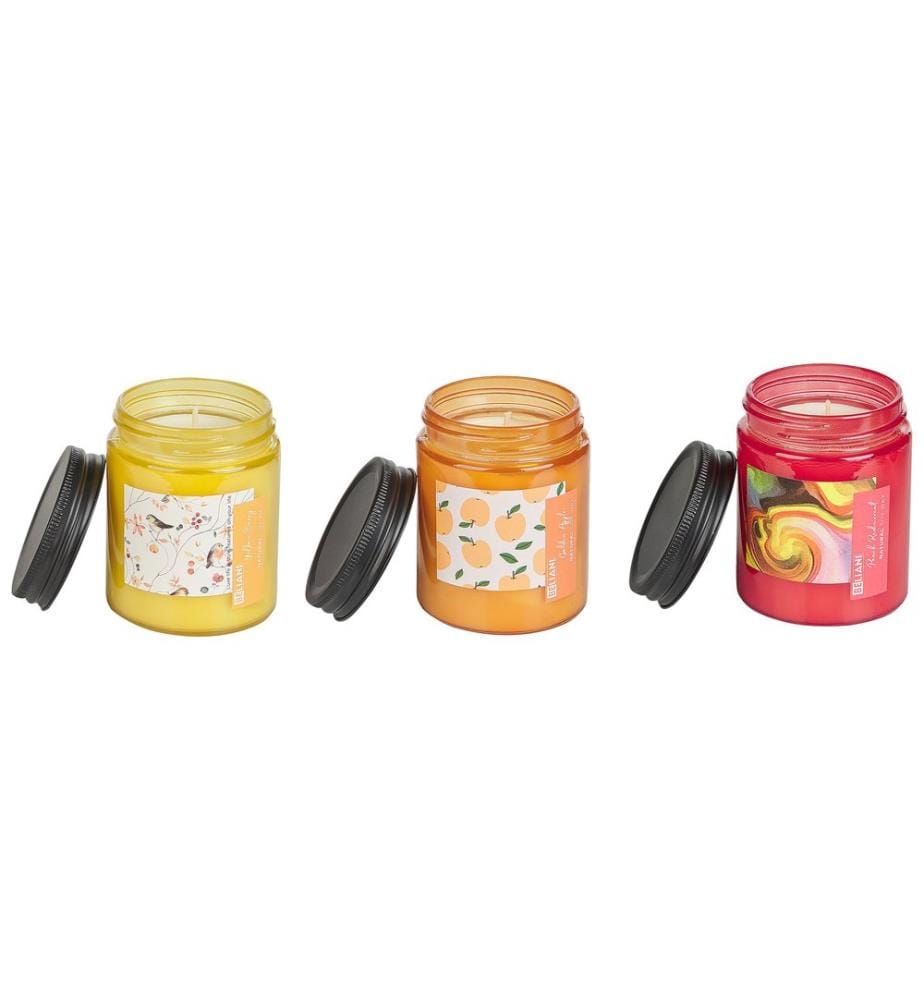 Set di 3 Candele Profumate FRUITY BLOOM Cera di Soia Note fruttate