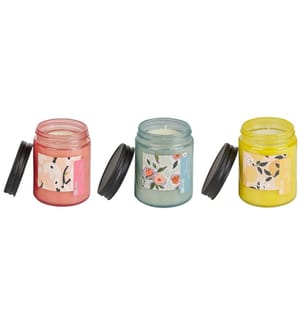 Lot de 3 bougies parfumées FRUITY BLOOM Cire de soja Notes florales Notes orientales Notes d\'herbes