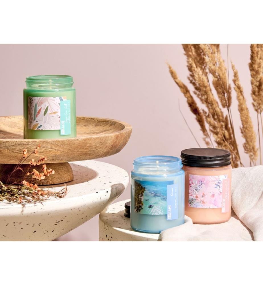 Set di 3 Candele Profumate FRUITY BLOOM Cera di Soia Note fresche Note floreali