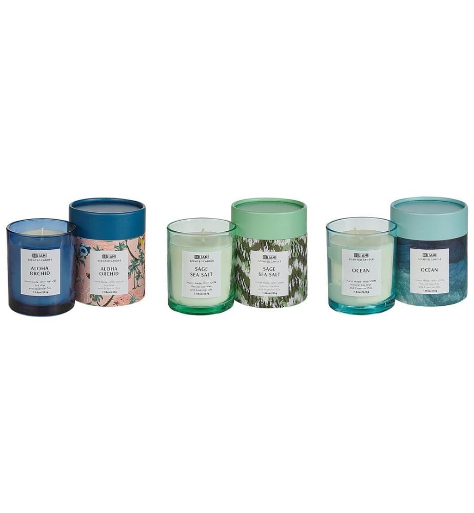 Set di 3 Candele Profumate COLORFUL BARREL Cera di Soia Note fresche Note floreali
