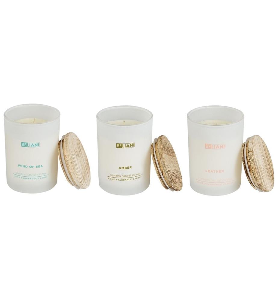 Lot de 3 bougies parfumées SIMPLICITY Cire de soja Notes orientales Notes de fraîcheur