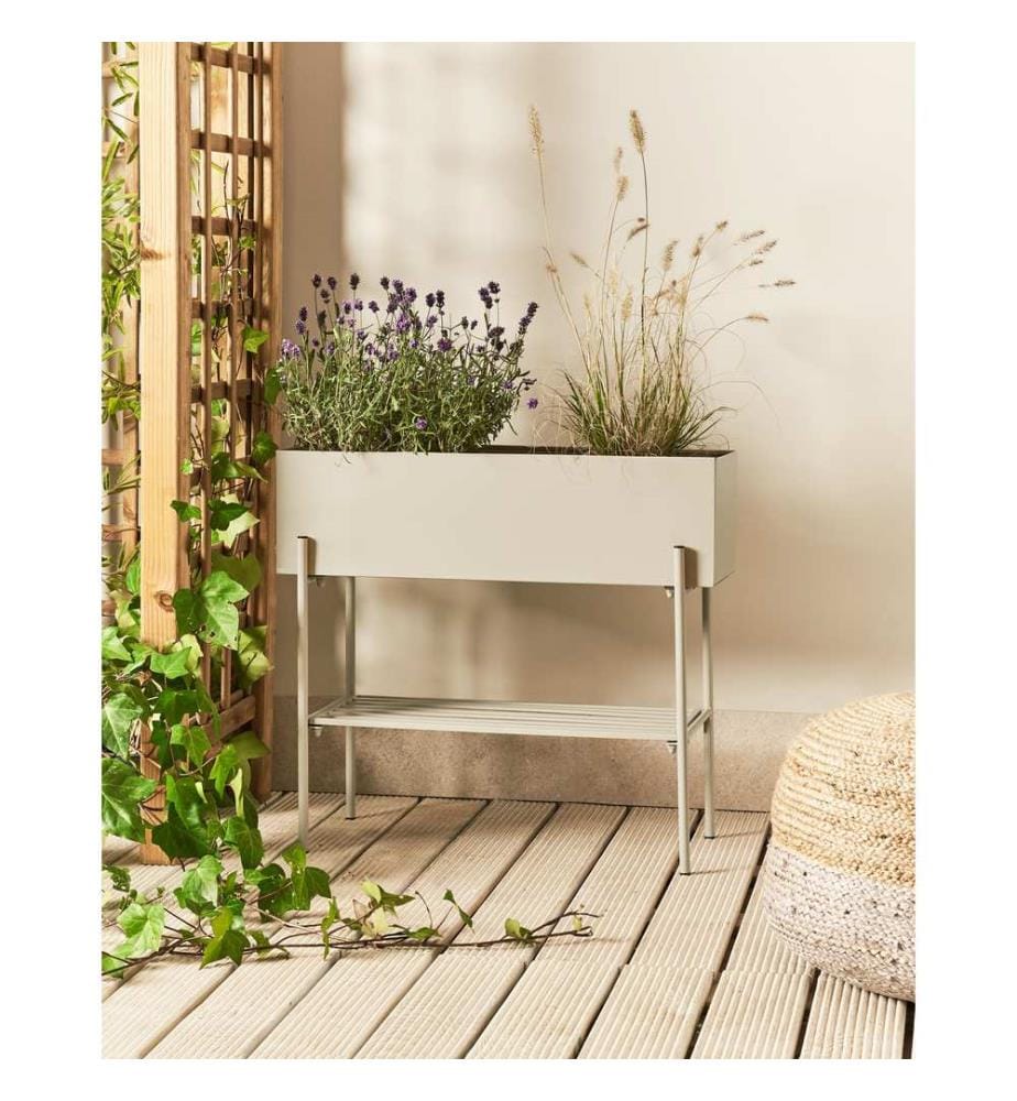 Vaso per piante rialzato VINCA Metallo 70 cm Beige
