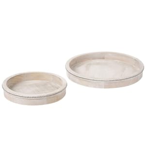 Lot de 2 plateaux de service MANSOURA Bois de manguier Marron clair