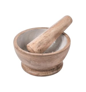 Mortier et pilon QENA Bois de manguier Marron/blanc