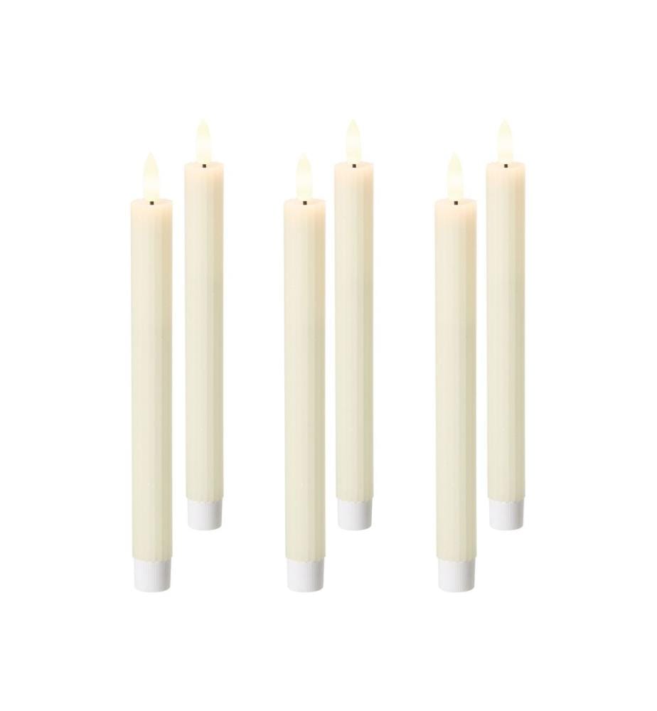 Lot de 6 bougies LED SAPHIR 24 cm Blanc cassé