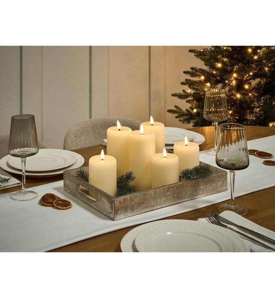Lot de 6 bougies LED NOISETTE 10/16 cm Blanc cassé