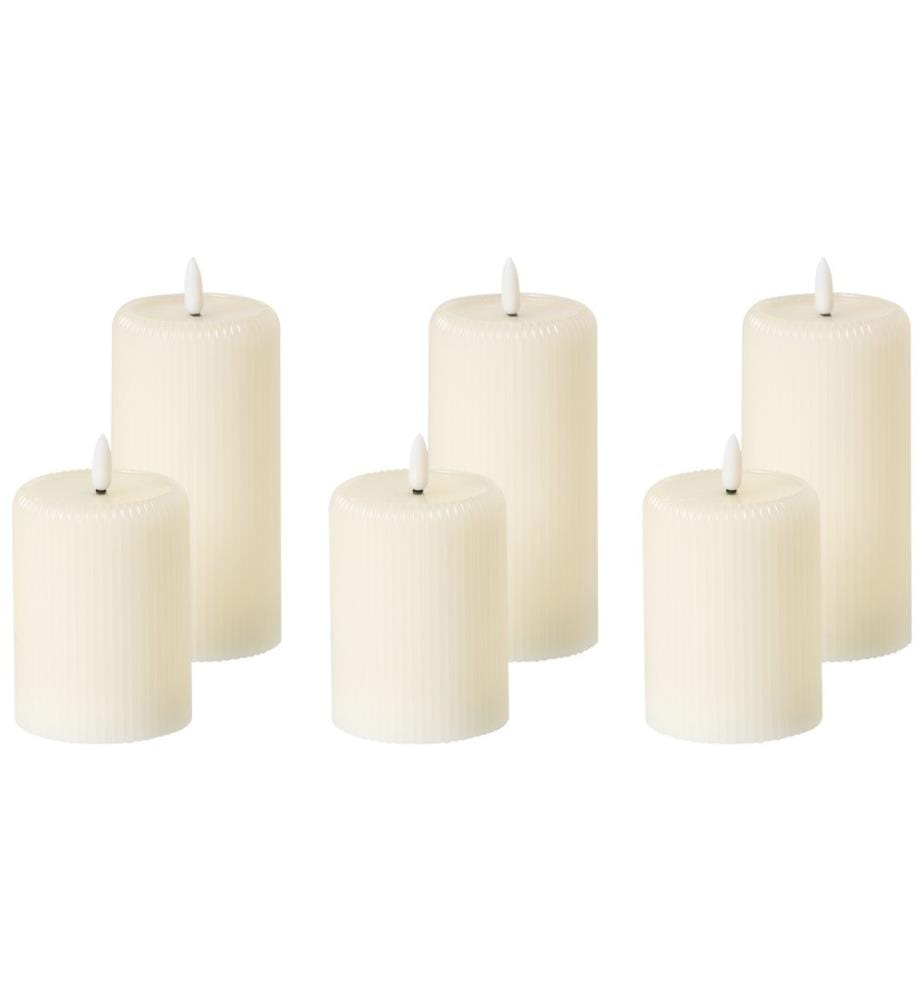Lot de 6 bougies LED NOISETTE 10/16 cm Blanc cassé