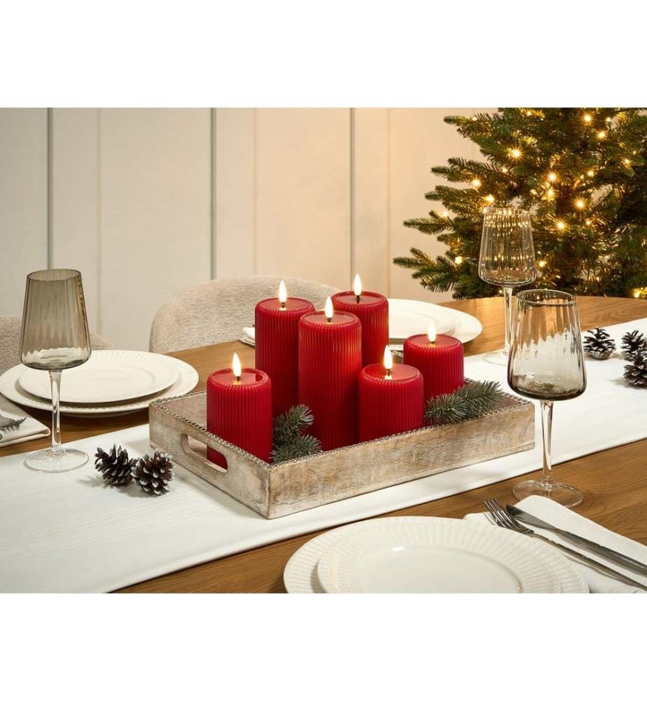LED Kerzen 6er Set NOISETTE 10/16 cm Rot
