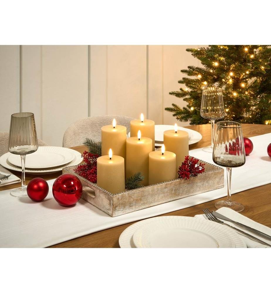 Set di 6 candele LED BRAISE 10/13/15 cm Beige
