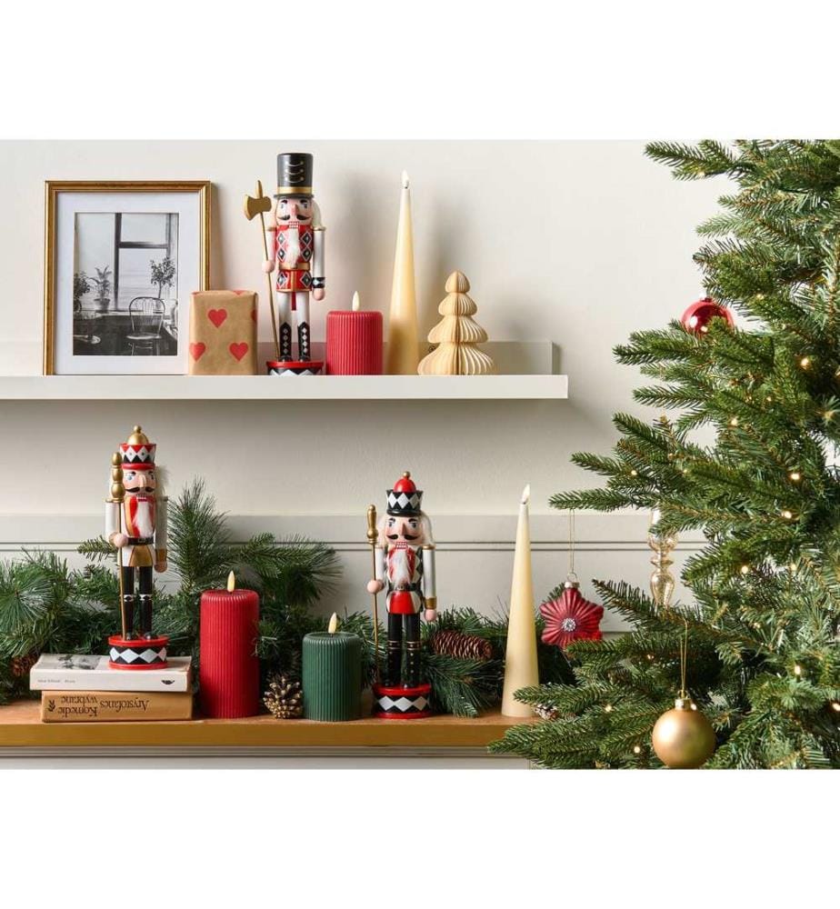 Lot de 3 figurines RICKLEAN Casse-noisette 30 cm Rouge/blanc